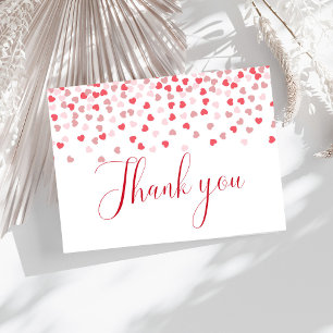 Modern Pink Red Hearts Baby Shower Thank You Card