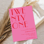 Modern Pink Red Minimalist Chic 21st Birthday Invitation<br><div class="desc">Modern 21st birthday invitation featuring elegant chic typography and minimalist design in pink red colour.</div>