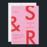 Modern Pink Red Monogram Wedding Invitation<br><div class="desc">Modern Pink Red Monogram Wedding Invitation. Features bold typography and minimal graphic design. Personalise text with all the details of your special day.</div>
