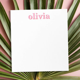 Modern Pink Red Personalised Name Notepad