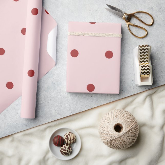 Modern Pink & Red Polka Dots Pattern Wrapping Paper (Crafts)