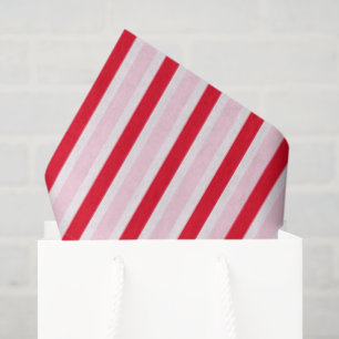 Modern Pink Red Striped Christmas Tissue Paper