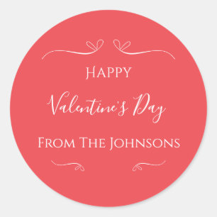 Modern Pink Red Valentines Day Classic Round Sticker