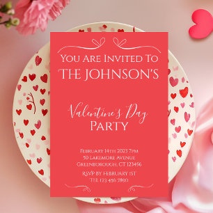 Modern Pink Red Valentines Day Party Invitation
