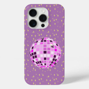 Modern Pink Retro Disco Ball Purple iPhone 15 Pro Case
