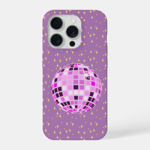 Modern Pink Retro Disco Ball Purple iPhone 15 Pro Case