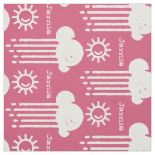 Modern Pink Retro Personalised Fabric