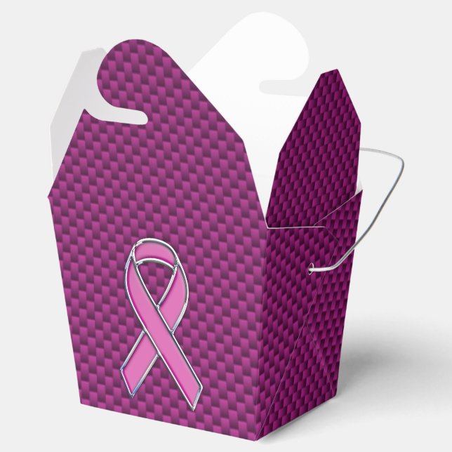 Modern Pink Ribbon Awareness Design Favour Box (Opened)