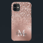 Modern Pink Rose Gold Glitter Confetti Monogrammed iPhone 11 Case<br><div class="desc">Modern, girly rose gold glitter confetti and rose gold foil name and monogrammed iphone case. This feminine design features blush pink rose gold glitter sparkle confetti frame on faux pink gold foil background. You can personalised with your monogram initial and name in a pretty hand lettered style font script. If...</div>
