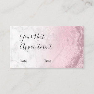 Modern pink rose gold glitter marble makeup artist appointment card