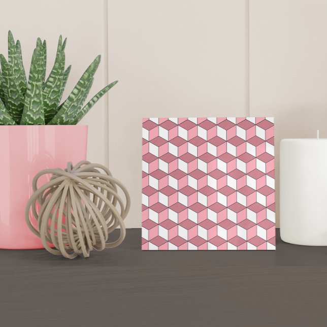 Modern Pink Rose Gold Isometric Pattern Ceramic Tile (Creator Uploaded)