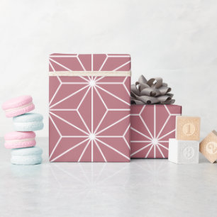 Modern Pink Rose Gold Japanese Geometric Pattern Wrapping Paper