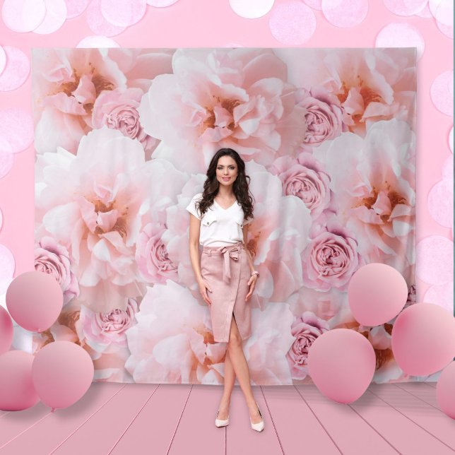 Modern Pink Rose Photo Booth Prop Backdrop  Tapestry (Creator Uploaded)