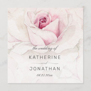 Modern Pink Rose Watercolor Floral Wedding Program