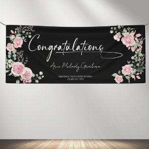 Modern Pink Roses Congratulations Graduation Banne Banner