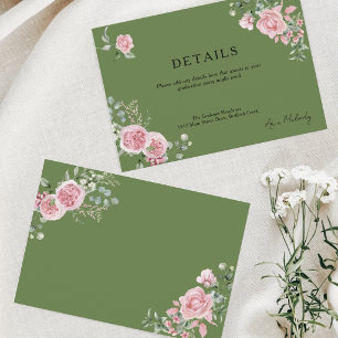 Modern Pink Roses Details Graduation Enclosure Card