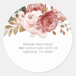 Modern Pink Roses Floral Rustic Botanical Classic Round Sticker