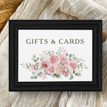 Modern Pink Roses Gifts & Cards Sign for Frame