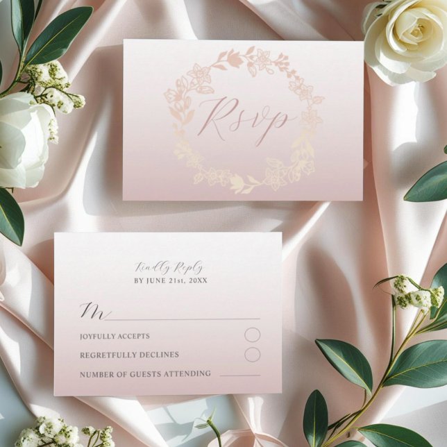 Modern Pink RSVP Calligraphy Wedding Card (Creator Uploaded)
