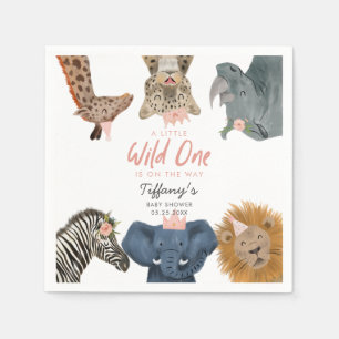 Modern Pink Safari Animals Baby Shower Napkins