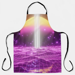 Modern pink sci fi pop art scene3 apron