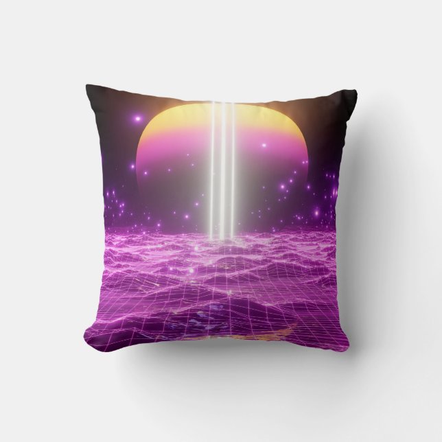 Modern pink sci fi pop art scene3 cushion (Front)