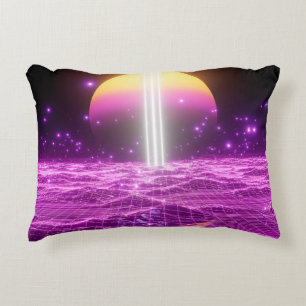 Modern pink sci fi pop art scene3 decorative cushion
