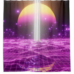 Modern pink sci fi pop art scene3 shower curtain