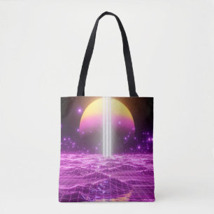 Modern pink sci fi pop art scene3 tote bag