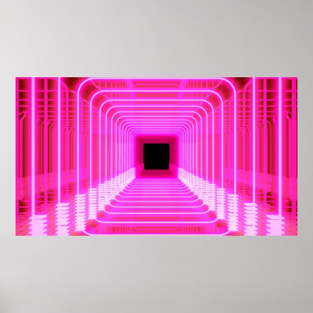 Modern pink sci fi pop art scene poster (Front)