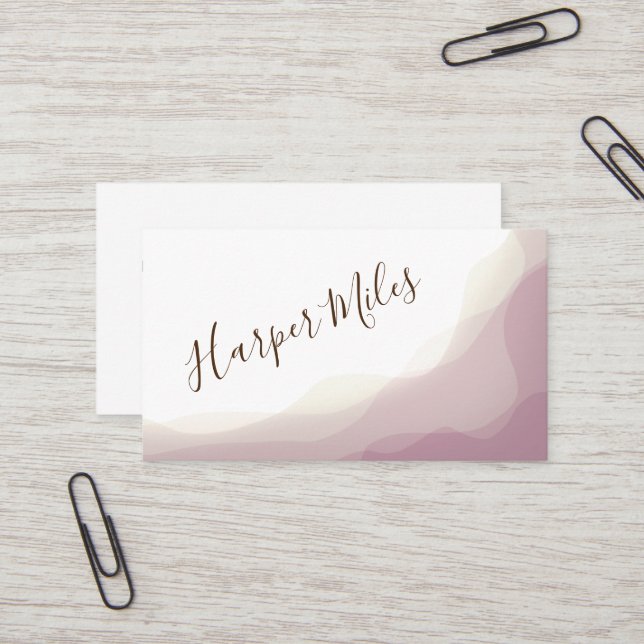 Modern pink script sweep symbols business card (Front/Back In Situ)