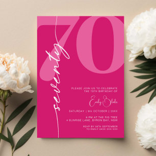 Modern Pink Seventy 70th Birthday Party Invitation