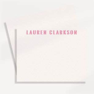 Modern Pink Shadow Name Personalised Note Card