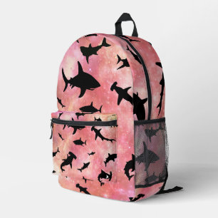 Modern pink shark gradient space galaxy girls printed backpack