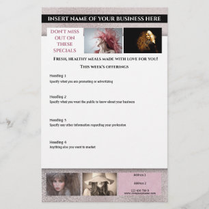 Modern pink shimmer designer 6 photo hair stylist flyer