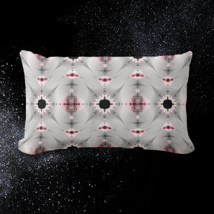 Modern Pink Silver Grey Fractal Pattern Lumbar Cushion
