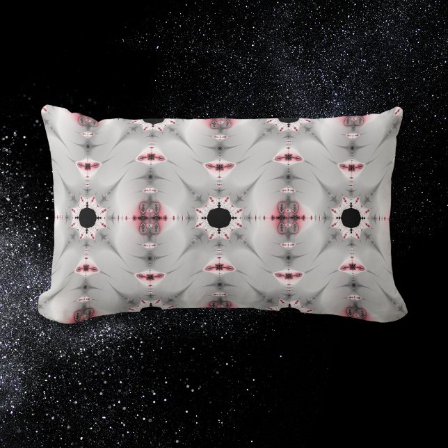 Modern Pink Silver Grey Fractal Pattern Lumbar Cushion (Creator Uploaded)