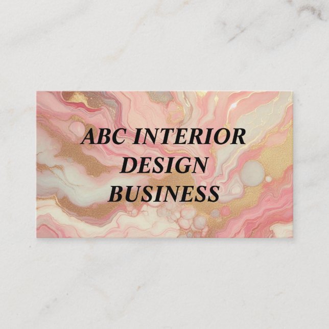 Modern pink silver marble texture and typography  business card (Front)