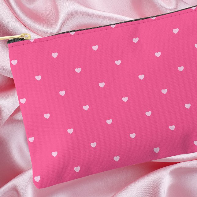 Modern Pink Simple Heart Pattern Accessory Pouch (Creator Uploaded)