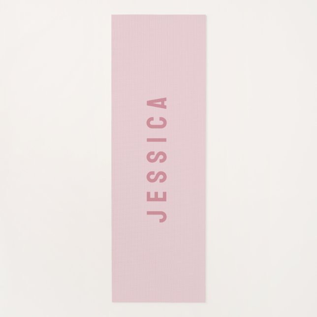 Modern Pink Simple Minimalist Name Yoga Mat (Front)
