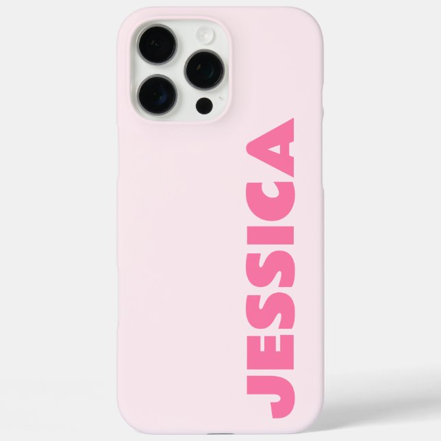 Modern Pink Simple Name Personalised iPhone Case (Back)