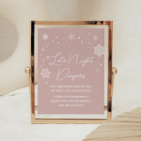 Modern Pink Snowflakes Late Night Diapers