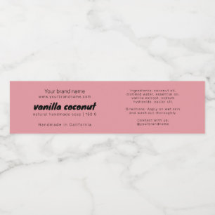 Modern pink soap packaging ingredients label