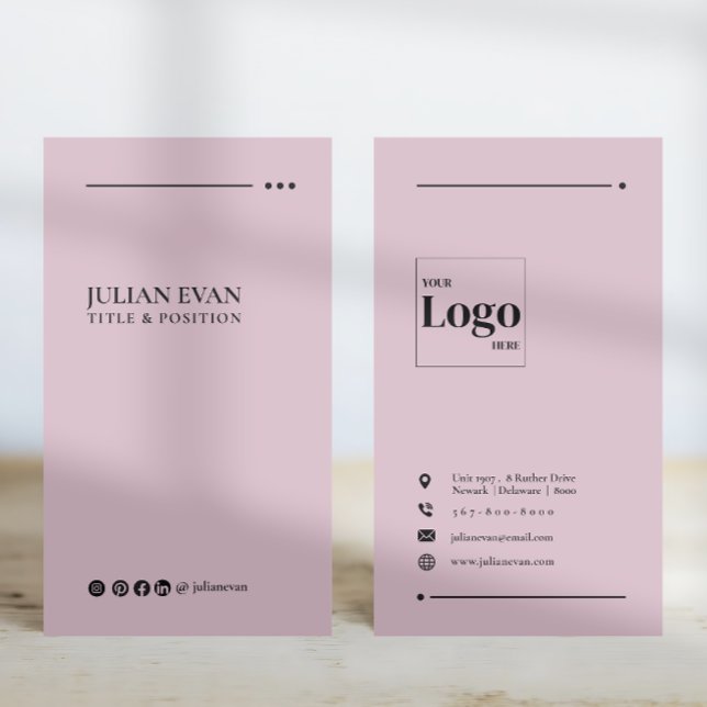 Modern Pink Social Media LinkedIn Business Card (Creator Uploaded)