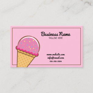 Modern Pink Sprinkles Ice Cream and Confectionery Business Card