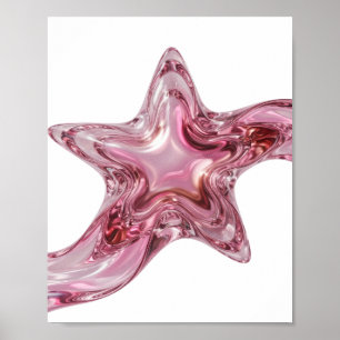 Modern Pink STAR SHAPES Artistic Motif Poster