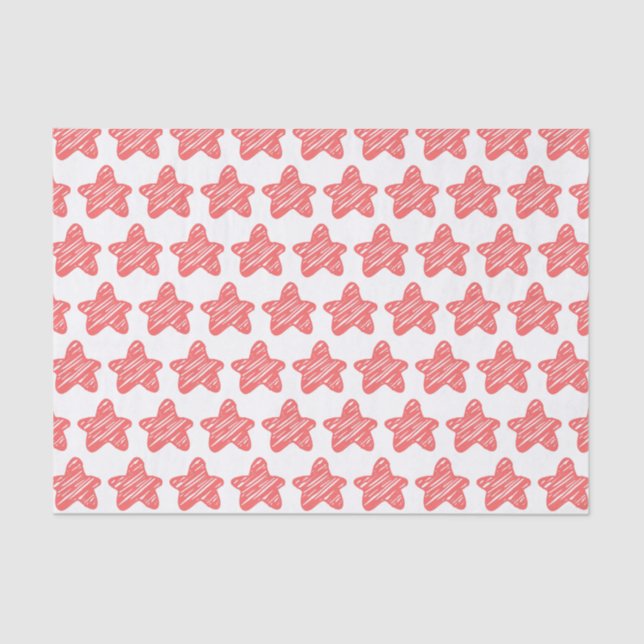 Modern Pink Star Sketch Pattern Tissue Paper (Front)