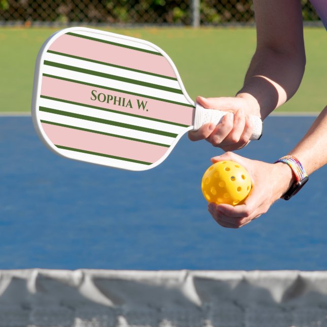 Modern Pink Stripe Pickleball Paddle (Insitu)