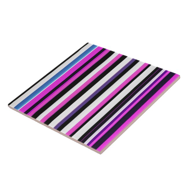 Modern Pink Stripes Collection Ceramic Tile (Side)