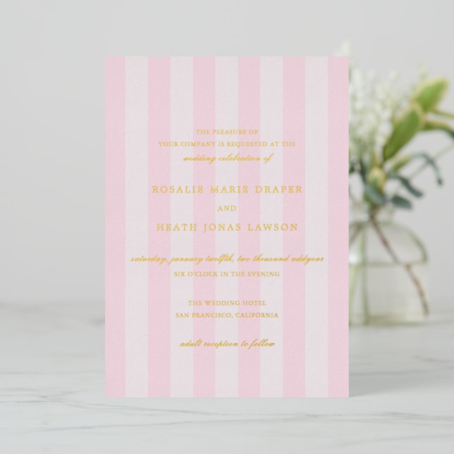 Modern Pink Stripes Elegant Wedding (Standing Front)